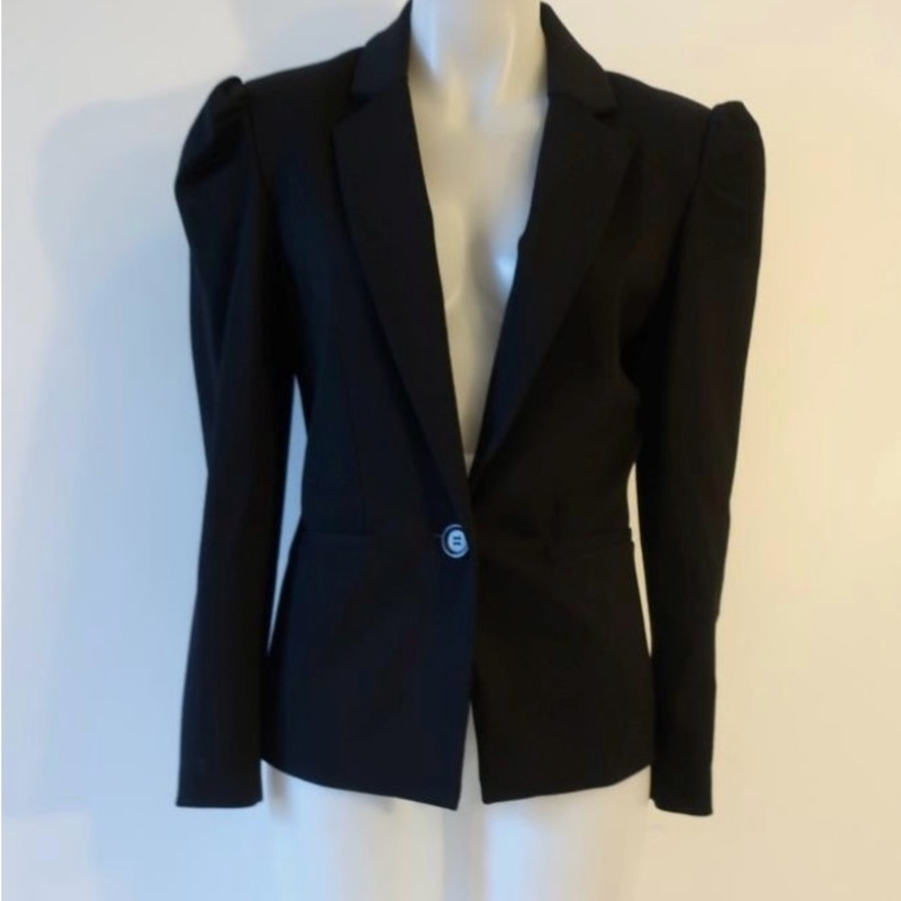 Central Park West Black Puff Shoulder Blazer size xs